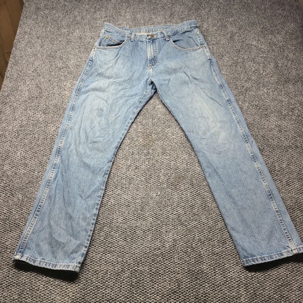 Wrangler Rugged Wear Mens Light Wash Straight Leg Denim Jeans 34x30 31100PS